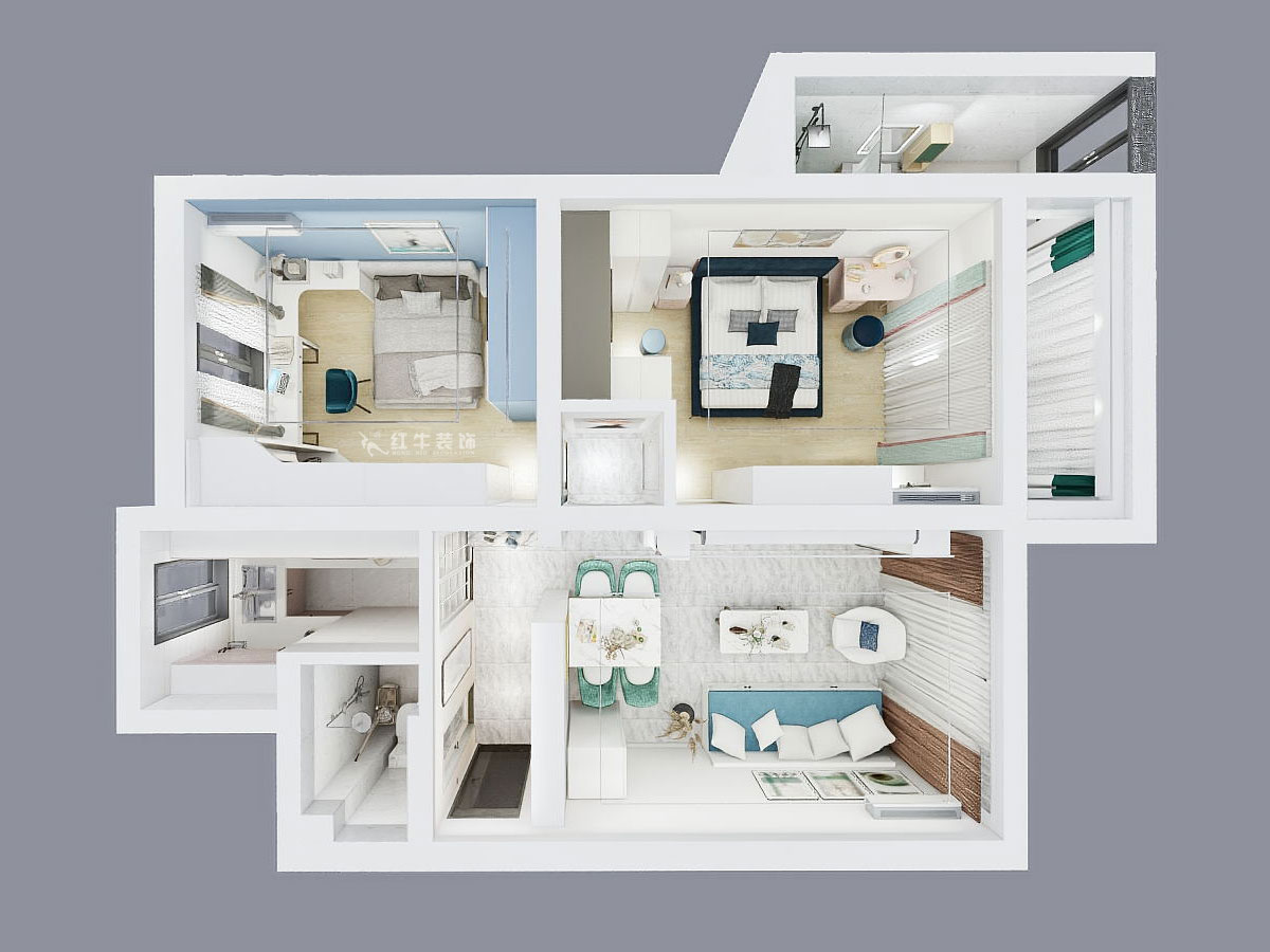 石海升|東井村39號7棟501-74㎡-簡約輕奢風格|2室2廳1衛(wèi)|二手房裝修|定制家¥90686|全包9