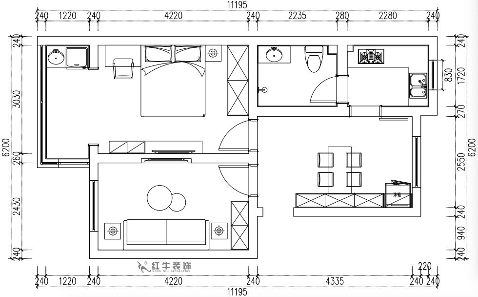 張桐瑋|南堡新寓7-2-102-58㎡-現(xiàn)代簡約風(fēng)格|2室1廳1衛(wèi)|舊房改造|定制家¥66000|全包6