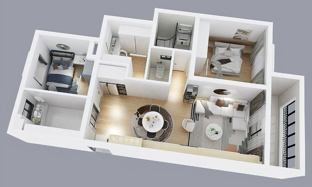 朱彥｜威尼斯水城十八街區(qū)6-1505-115㎡-簡約風格｜3室2廳2衛(wèi)｜新房裝修｜定制家￥150000｜全包15萬｜00_04鳥瞰圖