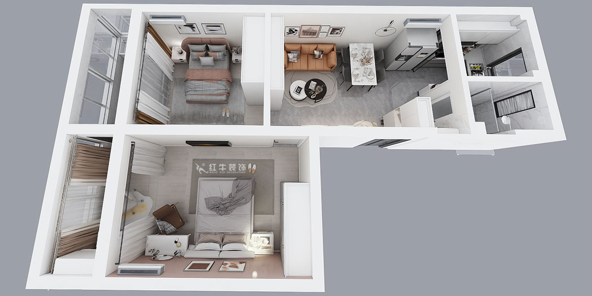 高靈慧｜許家巷16號1-502-65㎡-北歐風(fēng)格｜2室1廳1衛(wèi)｜老房裝修｜定制家｜全包9萬｜00_04鳥瞰圖