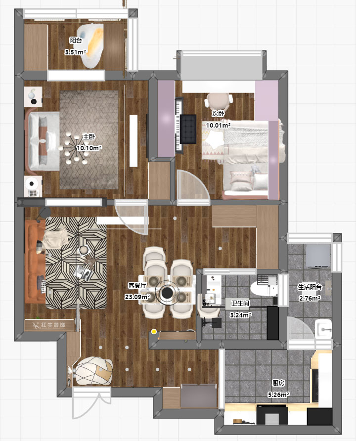 劉曉芳|拉德芳斯12-1303-76㎡-現(xiàn)代風(fēng)格|2室1廳1衛(wèi)|老房裝修|定制家|全包11