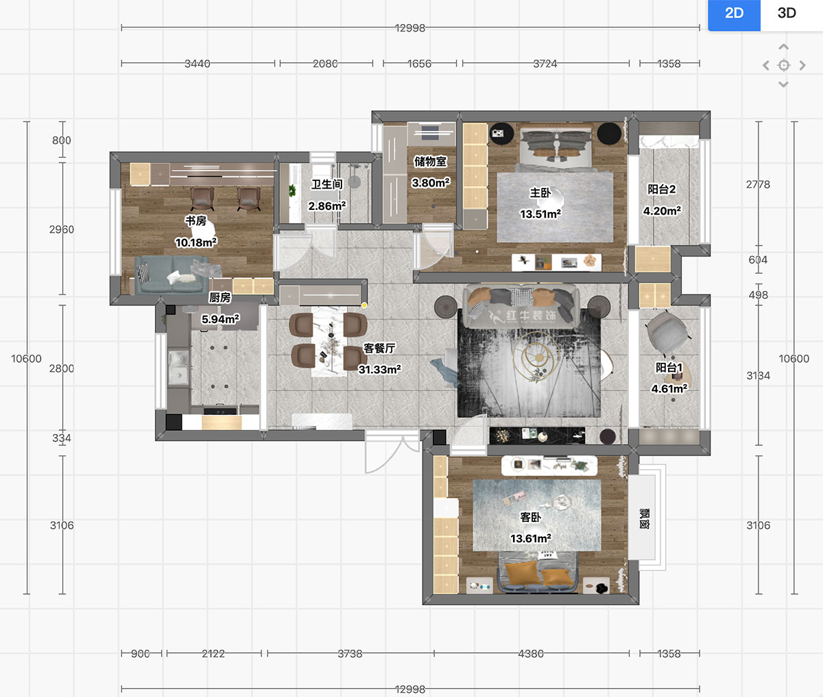 顧娟｜中和橋30號31-2-1404-120㎡-現(xiàn)代簡約風格｜3室2廳2衛(wèi)｜新房裝修｜定制家￥137800｜全包16