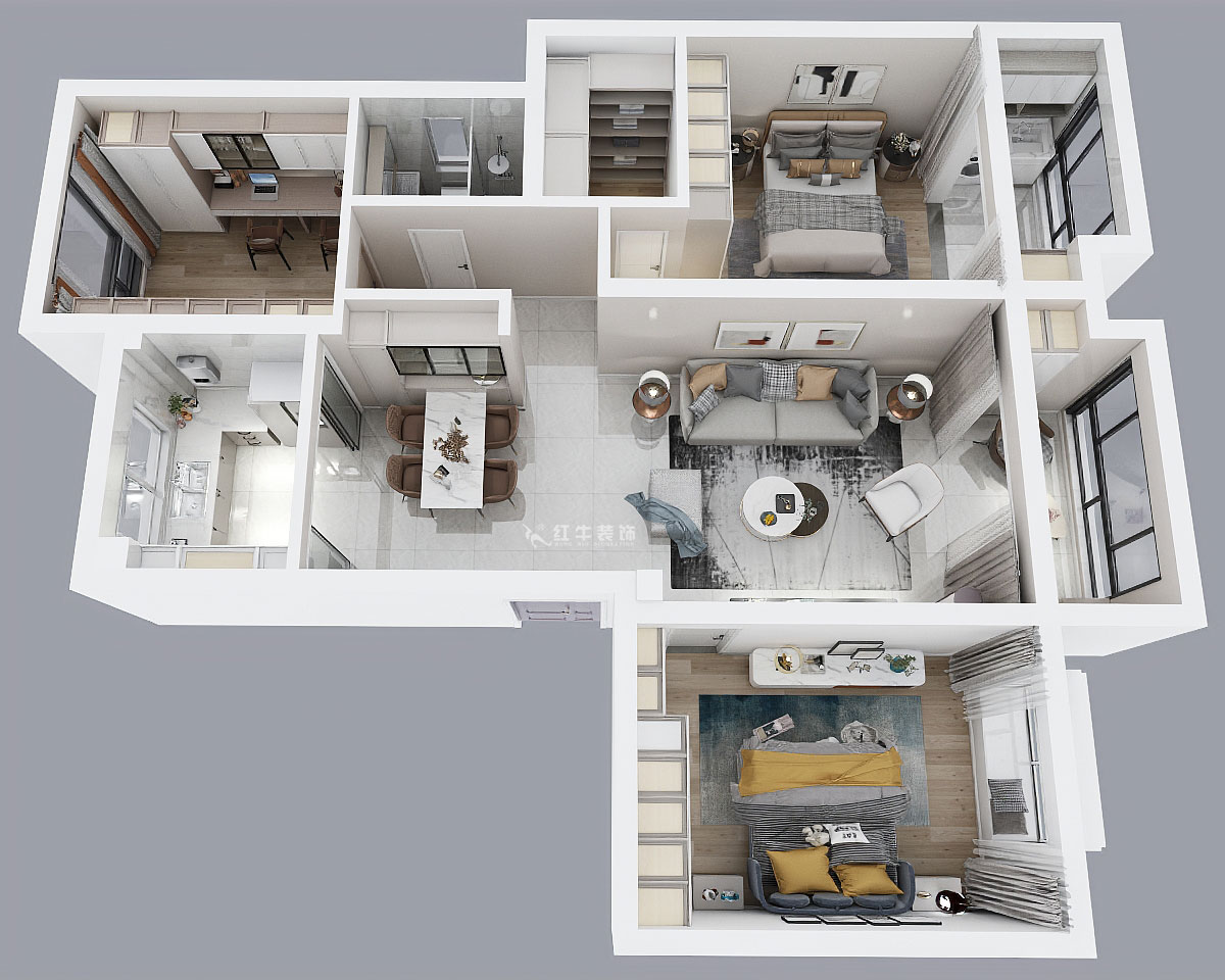顧娟｜中和橋30號31-2-1404-120㎡-現(xiàn)代簡約風格｜3室2廳2衛(wèi)｜新房裝修｜定制家￥137800｜全包16