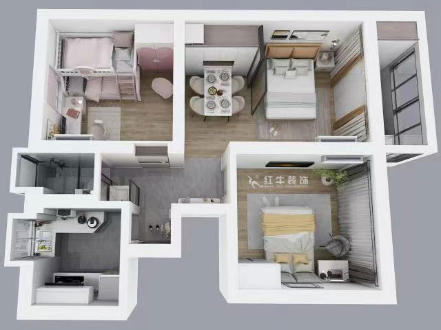 孟憲濤|峨嵋?guī)X12號(hào)5-403-64㎡-現(xiàn)代簡(jiǎn)約風(fēng)格|3室1廳1衛(wèi)|新房裝修|定制家¥88600|全包10萬(wàn)|00_04鳥(niǎo)瞰圖