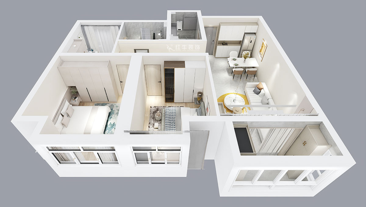 張智猿|紫峰公館1-2棟1006-88㎡-現(xiàn)代風(fēng)格|3室1廳1衛(wèi)|老房裝修|定制家¥122000|全包11萬(wàn)|00_04鳥瞰圖