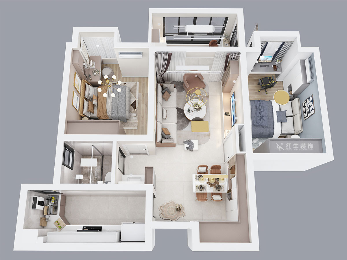 朱彥|濱江雅園4-1703-88㎡-簡(jiǎn)約風(fēng)格|2室2廳1衛(wèi)|新房裝修|定制家¥112400|全包12萬(wàn)|00_04鳥瞰圖