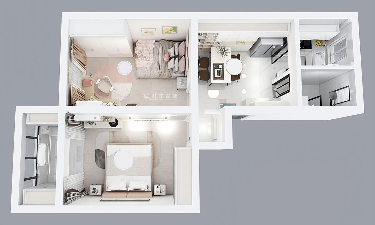 熊浩宇|天津新村28-202-60㎡-現(xiàn)代風格|2室1廳1衛(wèi)|老房改造裝修|定制家¥87700|全包10