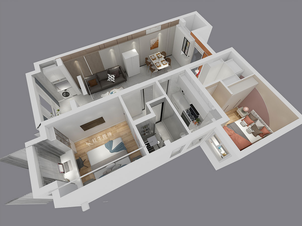 張智猿|華山山莊4-1102-89㎡-現(xiàn)代風(fēng)格|2室2廳1衛(wèi)|老房裝修|定制家¥130859|全包14萬(wàn)|00_05鳥(niǎo)瞰圖