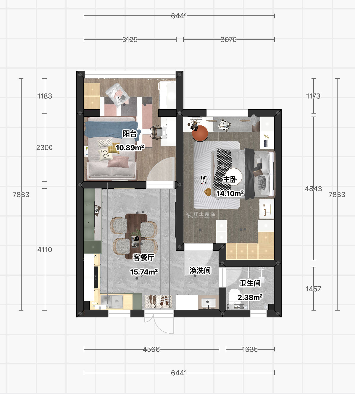 顾娟｜琵琶小区长生祠2-602-60㎡-现代简约风格｜2室2厅1卫｜旧房装修｜定制家｜全包10