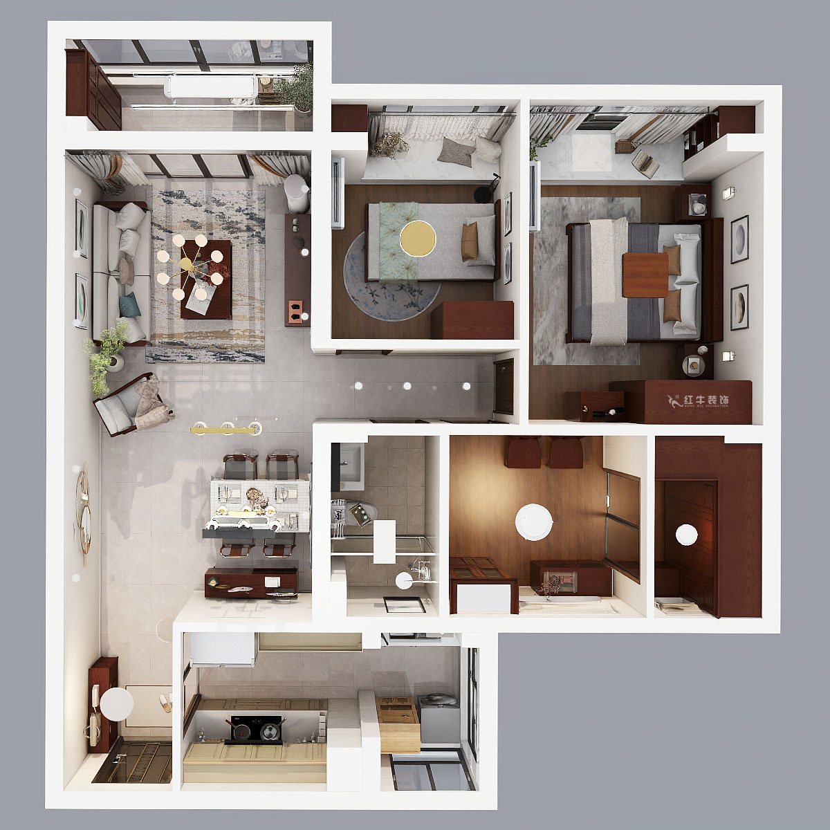 孟憲濤|句容碧桂園星悅灣20-2-604-105㎡-簡(jiǎn)中風(fēng)格|3室1廳1衛(wèi)|新房裝修|定制家|全包14萬(wàn)|00_04鳥(niǎo)瞰圖