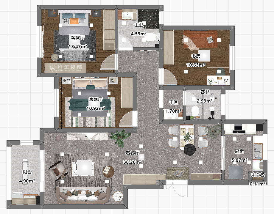 魏明花|林景熙園4-302-117㎡-現(xiàn)代簡約風(fēng)格|3室2廳2衛(wèi)|毛坯房裝修|定制家|全包16