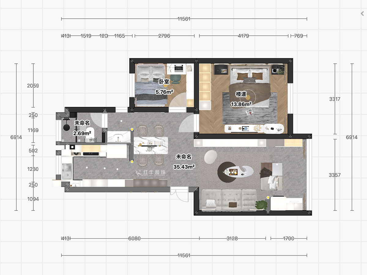 顧娟|苜蓿園東街1號49-501-72㎡-現(xiàn)代簡約風格|2室2廳1衛(wèi)|舊房裝修|定制家|全包11