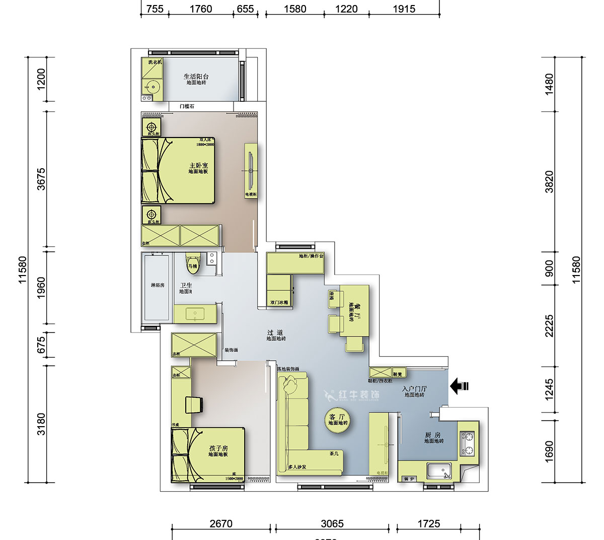 吳昊|金達花園9-2-2301-77㎡-現(xiàn)代風(fēng)格|2室2廳1廚1衛(wèi)|毛坯裝修|定制家|全包8