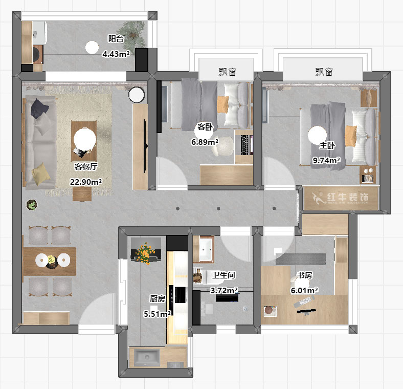 仇美蓉|保利西江月5-2-3006-86㎡-簡約風(fēng)格|2室2廳1衛(wèi)|新房裝修|半包|半包6