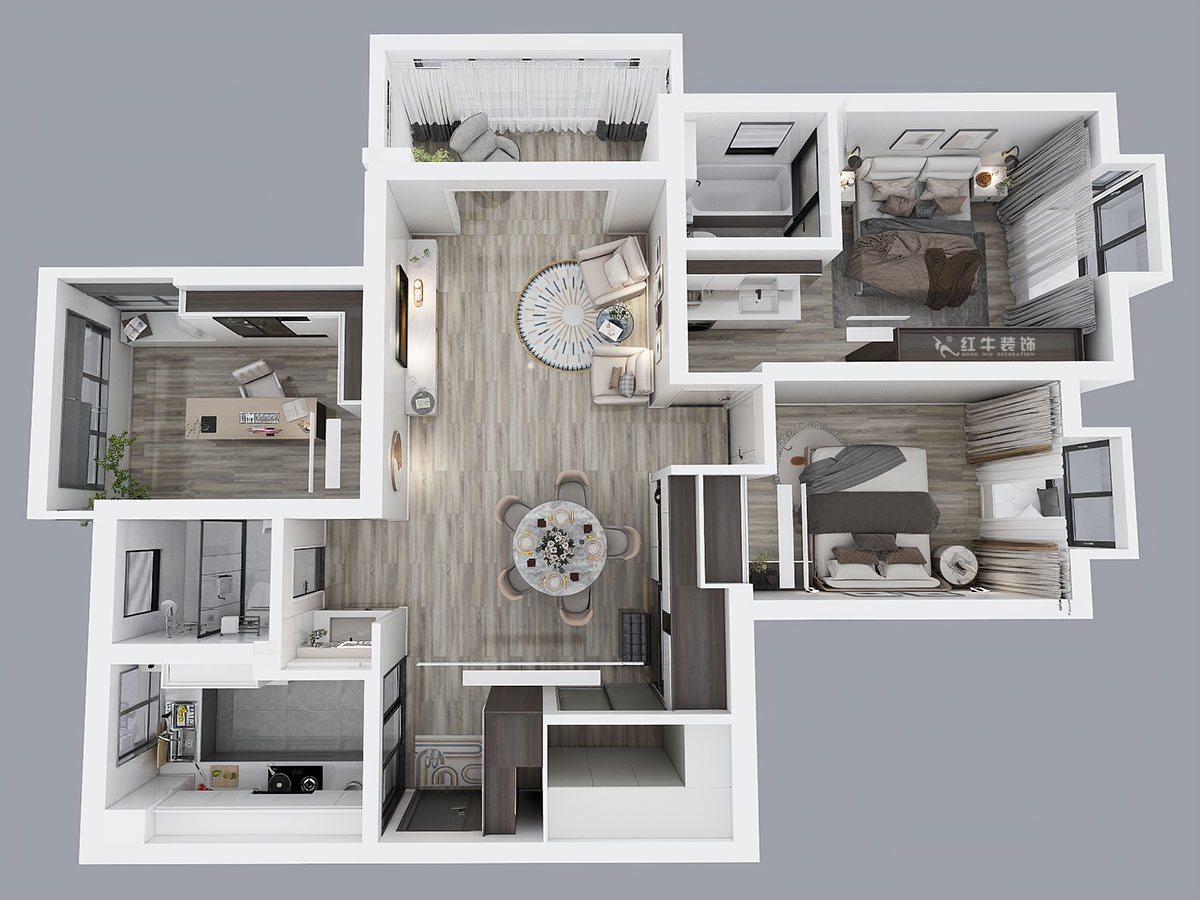 陶陽(yáng)|濱江雅園5-2701-128㎡-現(xiàn)代簡(jiǎn)約風(fēng)格|3室2廳2衛(wèi)|毛坯房裝修|定制家|全包16萬(wàn)|00_04鳥瞰圖