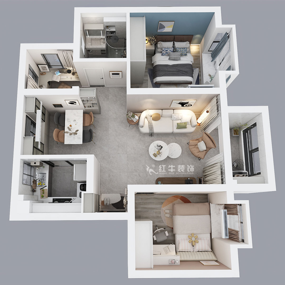 孟憲濤|云祿花園12-801-80㎡-現(xiàn)代簡(jiǎn)約風(fēng)格|3室1廳1衛(wèi)|新房裝修|定制家|全包12萬|00_04鳥瞰圖