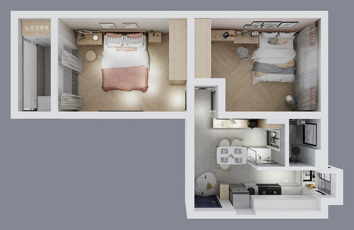 張桐瑋|珠江路653號(hào)1-304-59㎡-現(xiàn)代簡(jiǎn)約風(fēng)格|2室1廳1衛(wèi)|老房裝修|定制家|全包10萬(wàn)|00_04鳥(niǎo)瞰圖