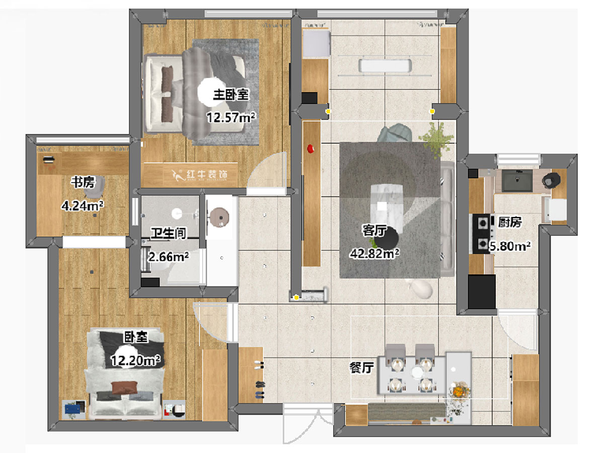 陸利民|威尼斯水城3街區(qū)2-1902-110㎡-現(xiàn)代簡約風格|2室2廳1衛(wèi)|新房裝修|定制家|全包14