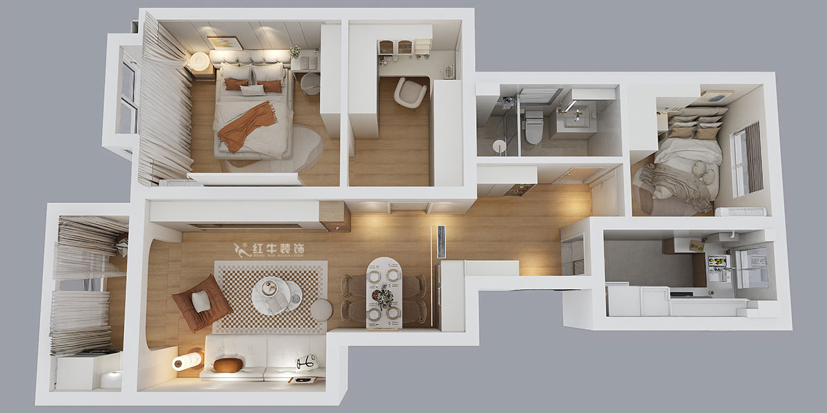 賈庭｜紫金觀邸4-1306-88㎡-北歐風格｜3室3廳1廚1衛(wèi)｜新房裝修｜定制家｜全包10