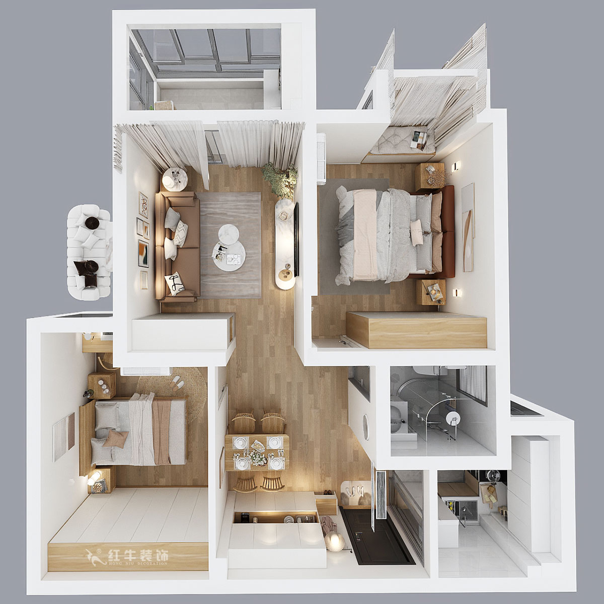 魏明花｜御道嘉庭7-3-1006-80㎡-現(xiàn)代簡(jiǎn)約風(fēng)格｜2室2廳1衛(wèi)｜毛坯房裝修｜定制家｜全包11萬｜00_04鳥瞰圖