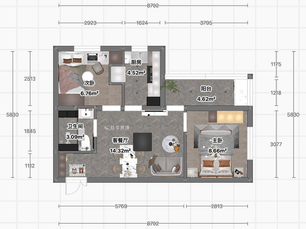 顧娟|丹鳳新寓1-807-60㎡-現(xiàn)代風(fēng)格|2室2廳1衛(wèi)|舊房裝修|定制家|全包11