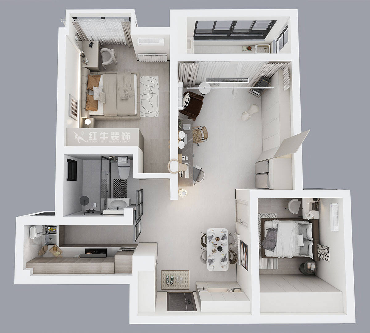 陶陽(yáng)｜萬(wàn)科金色里程10-1203-90㎡-簡(jiǎn)約風(fēng)格｜2室2廳1衛(wèi)｜新房裝修｜定制家｜全包12萬(wàn)｜00_04鳥(niǎo)瞰圖