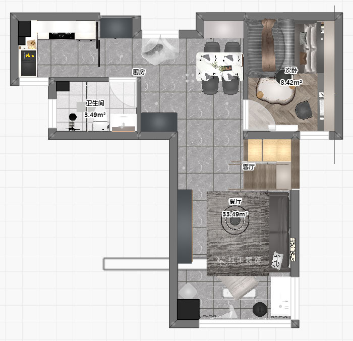 蔣琛｜弘陽(yáng)時(shí)光里7-2-506-75㎡-現(xiàn)代簡(jiǎn)約風(fēng)格｜2室2廳1衛(wèi)｜新房裝修｜定制家｜全包11萬(wàn)｜00_05平面彩圖