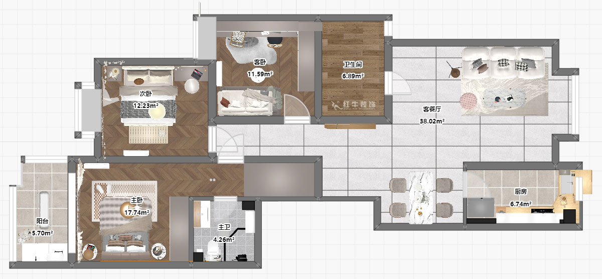 劉萍萍｜東城水岸11-A-1502-132㎡-奶油風｜3室2廳2衛(wèi)｜老房裝修｜定制家｜全包20