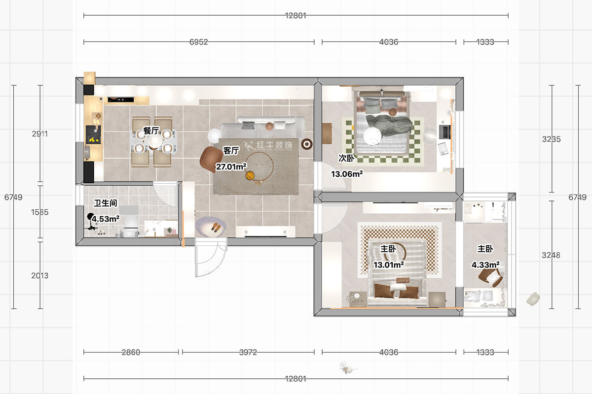 顧娟｜浦東路4號(hào)10-3-405-75㎡-現(xiàn)代簡(jiǎn)約風(fēng)格｜2室2廳1衛(wèi)｜舊房裝修｜定制家｜全包12