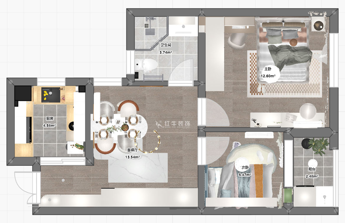 賈庭|麒麟晨光苑5-2-1404-60㎡-現(xiàn)代風格|2室1廳1廚1衛(wèi)|老房裝修|定制家|全包8