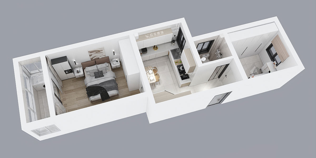 朱彥|西瓜圃橋46-603-60㎡-現(xiàn)代簡約風(fēng)格|2室1廳1衛(wèi)|老房裝修|定制家|全包8萬|00_04鳥瞰圖