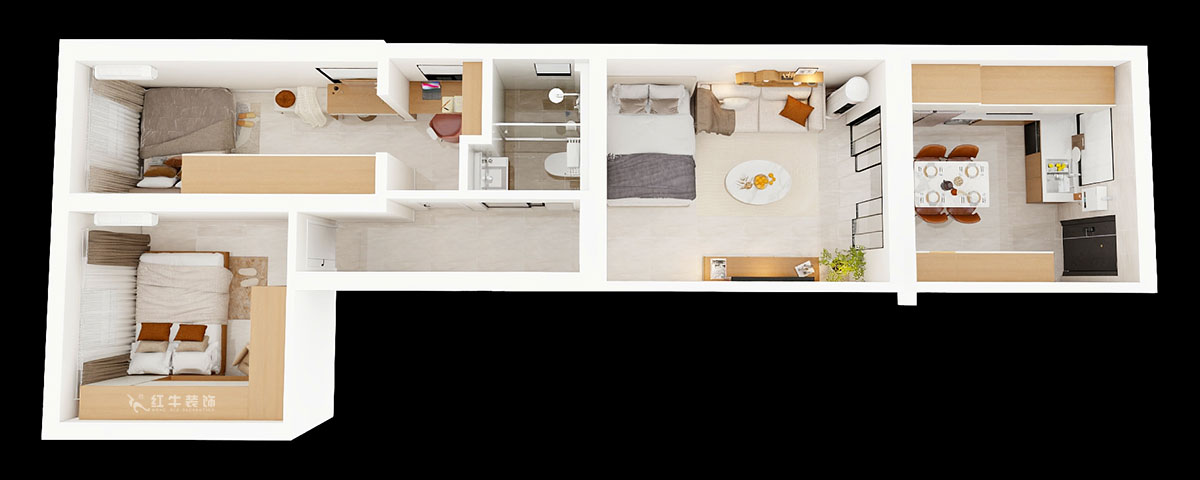 吳波|王府園22-1-101-76㎡-現(xiàn)代簡(jiǎn)約風(fēng)格|2室2廳1衛(wèi)|舊房裝修|定制家|全包12萬(wàn)|00_05鳥瞰圖