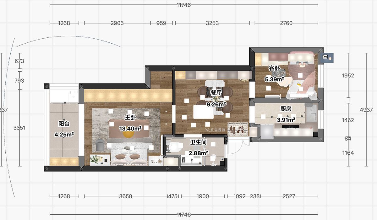 顧娟｜御河新村10-505-60㎡-現(xiàn)代簡(jiǎn)約風(fēng)格｜2室2廳1衛(wèi)｜舊房裝修｜定制家｜全包11