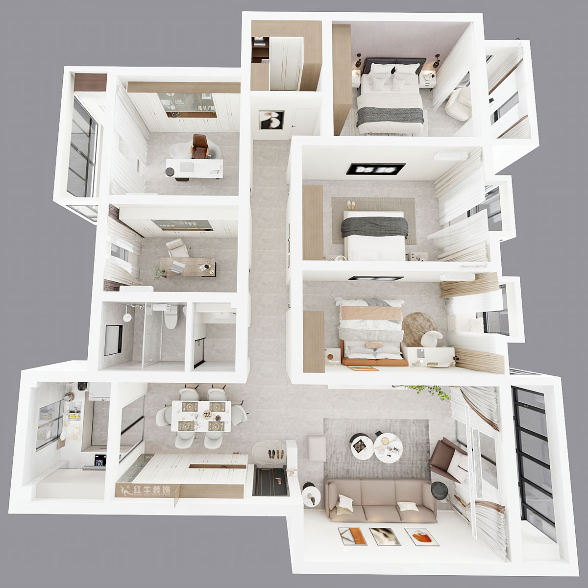 劉小勇|翠屏東南18-601-180㎡-現(xiàn)代簡約風(fēng)格|5室2廳2衛(wèi)|新房裝修|定制家|全包21