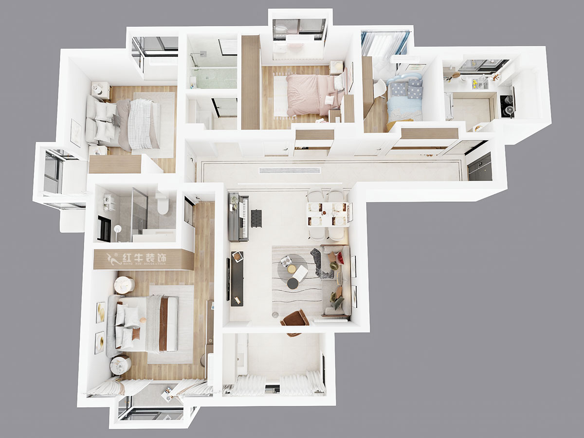 劉小勇｜萬(wàn)和源居4-2-1608-130㎡-現(xiàn)代簡(jiǎn)約風(fēng)格｜3室2廳2衛(wèi)｜老房裝修｜定制家｜全包18萬(wàn)｜00_04鳥(niǎo)瞰圖