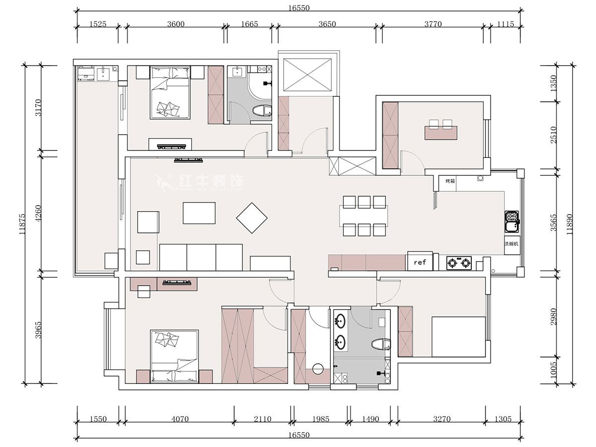 【實(shí)景案例】蔣?。幸卞\繡華府中苑-180㎡-新中式風(fēng)格｜5室2廳2衛(wèi)｜新房裝修｜定制家｜全包28萬｜00_02平面布置圖