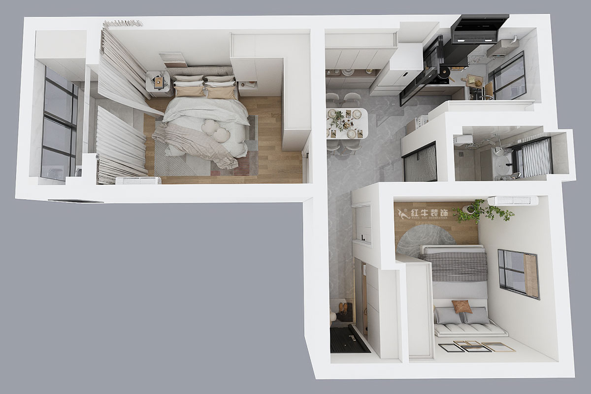 朱明琪|碑亭巷139號2-503-57㎡-現(xiàn)代風格|2室1廳1衛(wèi)|老房改造|定制家|全包12萬|00_04鳥瞰圖