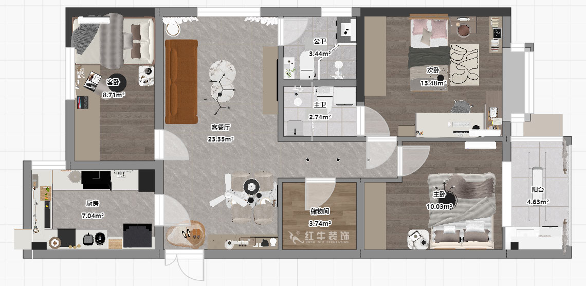 陶陽|觀泓雅苑A區(qū)6-1-901-115㎡-簡約風格|3室2廳2衛(wèi)|新房裝修|定制家|全包16萬|00_03平面彩圖