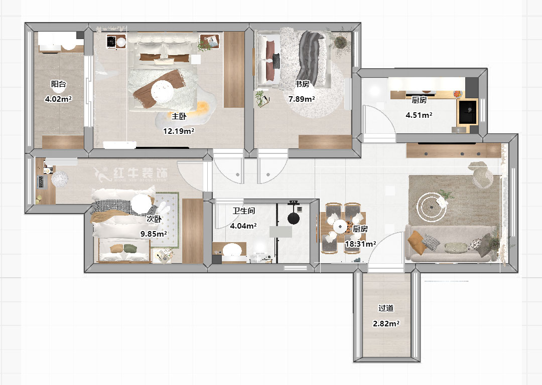 劉曉芳｜白云雅居12-1-804-80㎡-原木風格｜3室2廳1衛(wèi)｜新房裝修｜定制家｜全包10
