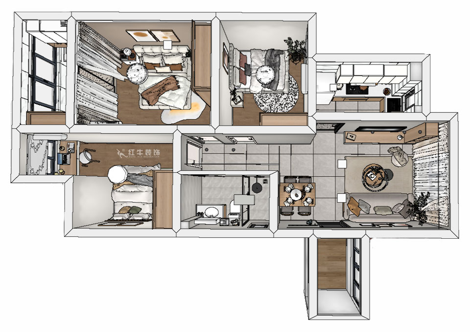 劉曉芳｜白云雅居12-1-804-80㎡-原木風格｜3室2廳1衛(wèi)｜新房裝修｜定制家｜全包10