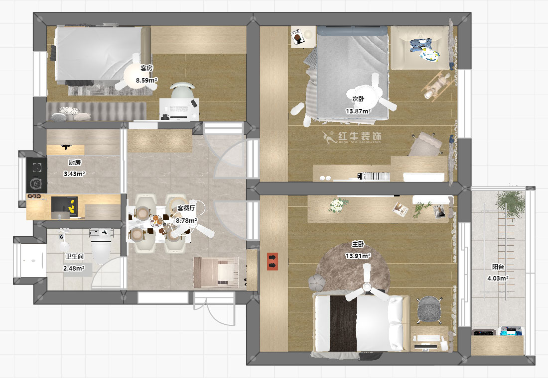 劉小勇｜東井二村524-505-72㎡-現(xiàn)代簡約風(fēng)格｜3室1廳1衛(wèi)｜老房裝修｜定制家｜全包15