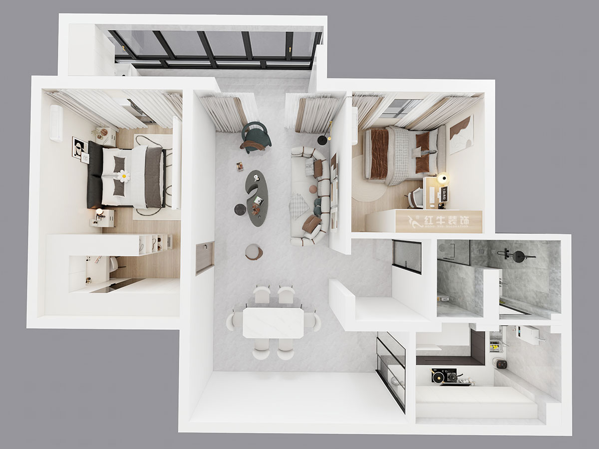 劉萍萍|麒麟山莊16-1002-105㎡-現(xiàn)代簡約風格|2室2廳1衛(wèi)|老房裝修|定制家|全包15