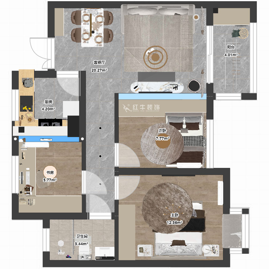 朱彥|江楓苑南苑1-1-1302-85㎡-現(xiàn)代簡約風(fēng)格|3室2廳1衛(wèi)|新房裝修|定制家|全包10萬|00_03平面彩圖