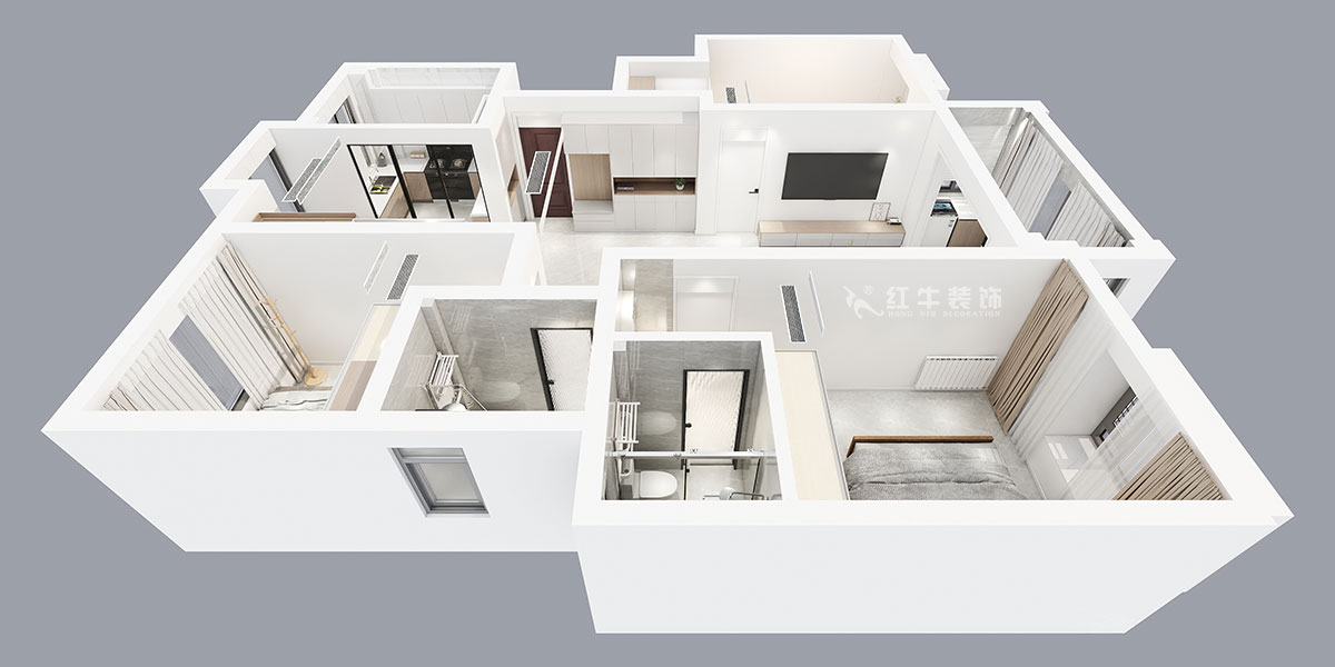 張智猿|啟迪城博園1-302-114㎡-現(xiàn)代風(fēng)格|3室2廳1衛(wèi)|新房裝修|定制家|全包17萬|00_05鳥瞰圖