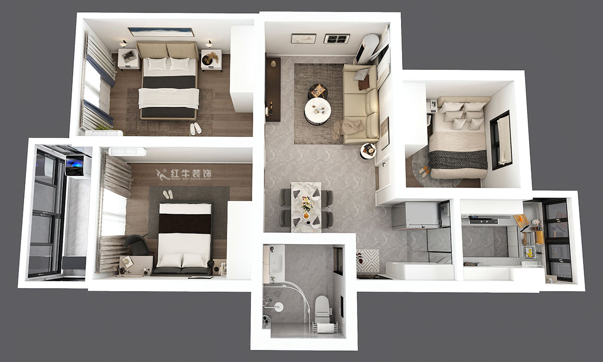 孟憲濤|龍悅山莊7-402-82㎡-現(xiàn)代簡(jiǎn)約風(fēng)格|3室2廳1衛(wèi)|老房裝修|定制家|全包12萬(wàn)|00_04鳥瞰圖