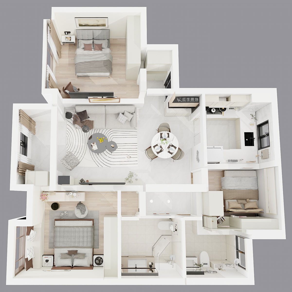 朱明琪|朗詩未來街區(qū)8-2-503-107㎡-現(xiàn)代風(fēng)格|3室2廳2衛(wèi)|新房裝修|定制家|全包17萬|00_03鳥瞰圖