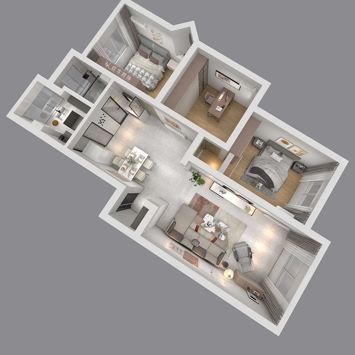 陸利民｜金城花園2-201-98㎡-現代風格｜3室2廳1衛(wèi)｜舊房裝修｜定制家｜全包13