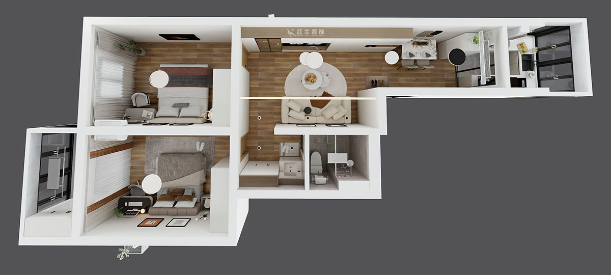 朱彥|東大影壁1號304-79㎡-簡約風(fēng)格|2室2廳1衛(wèi)|老房裝修|定制家|全包11萬|00_04鳥瞰圖