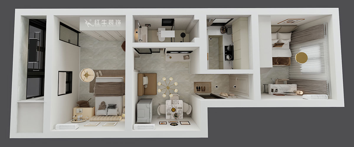 陶陽|觀門口北村3-6-512-65㎡-簡(jiǎn)約風(fēng)格|2室1廳1衛(wèi)|二手房裝修|定制家|全包10萬|00_04鳥瞰圖