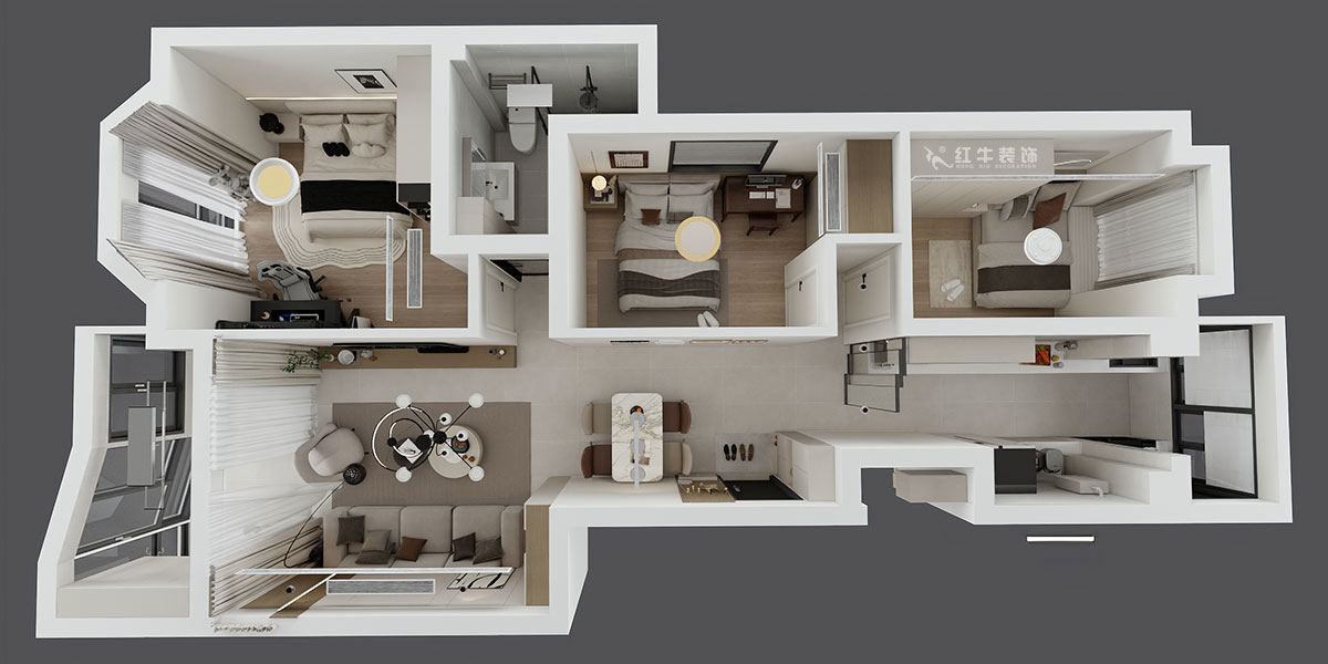 朱明琪｜怡馨花園1-2-202-98㎡-現(xiàn)代簡(jiǎn)約風(fēng)格｜3室2廳1衛(wèi)｜老房裝修｜定制家｜全包15萬(wàn)｜00_04鳥(niǎo)瞰圖